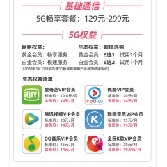 中國電信 129元套餐  【下訂單，中國郵政快遞包郵到家?！? width=